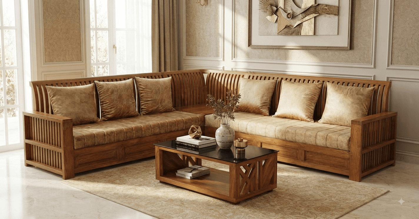 Royal heritage diwan daybed with hand-carved details.