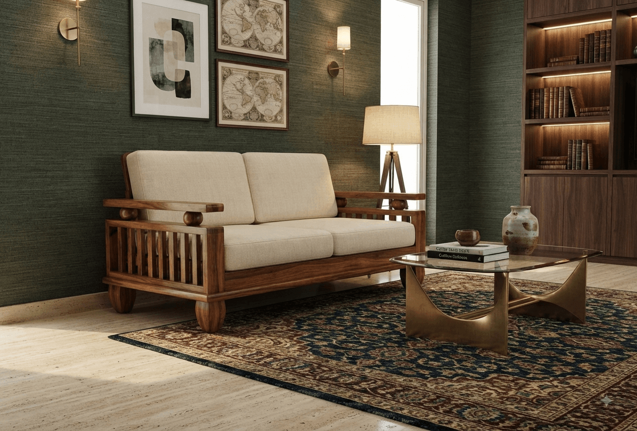 Signature Living Suite in 100% mature Nilambur Teak.