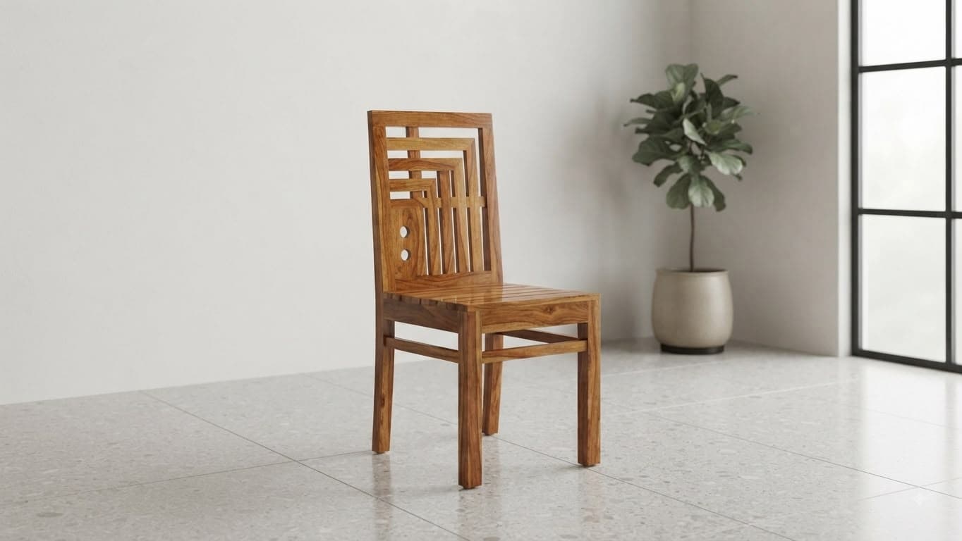 Geometric Teak Dining Chair