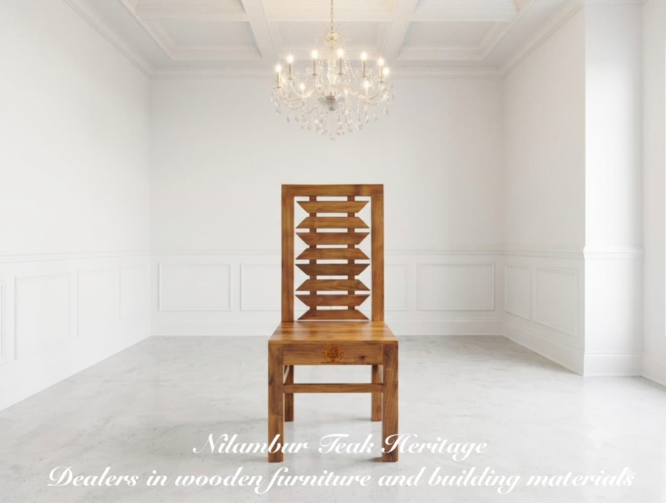 Chevron-Pattern Backrest Solid Wood Dining Chair