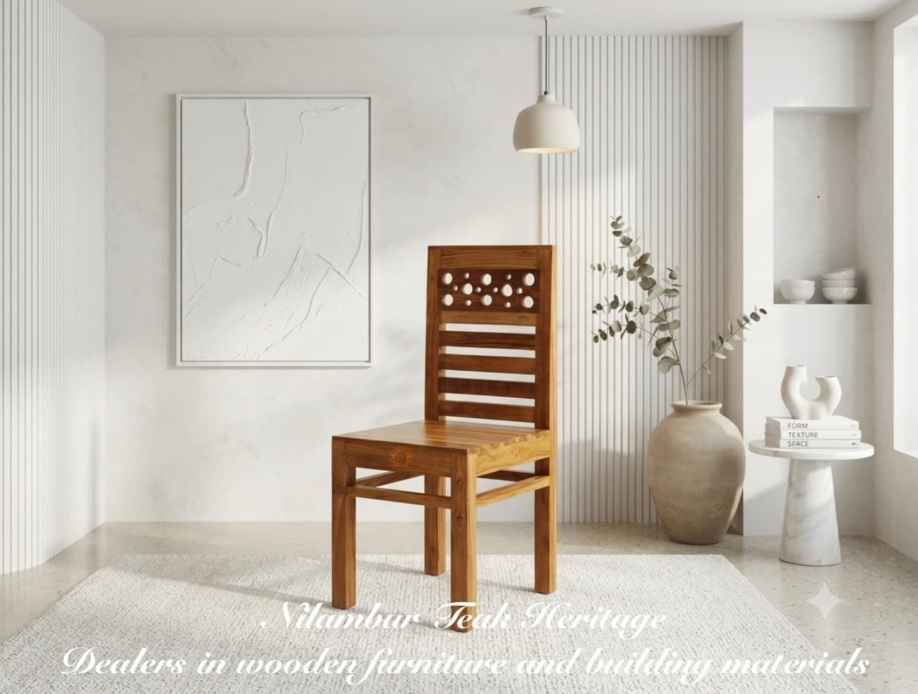 Perforated Top-Panel Solid Wood Dining Chair