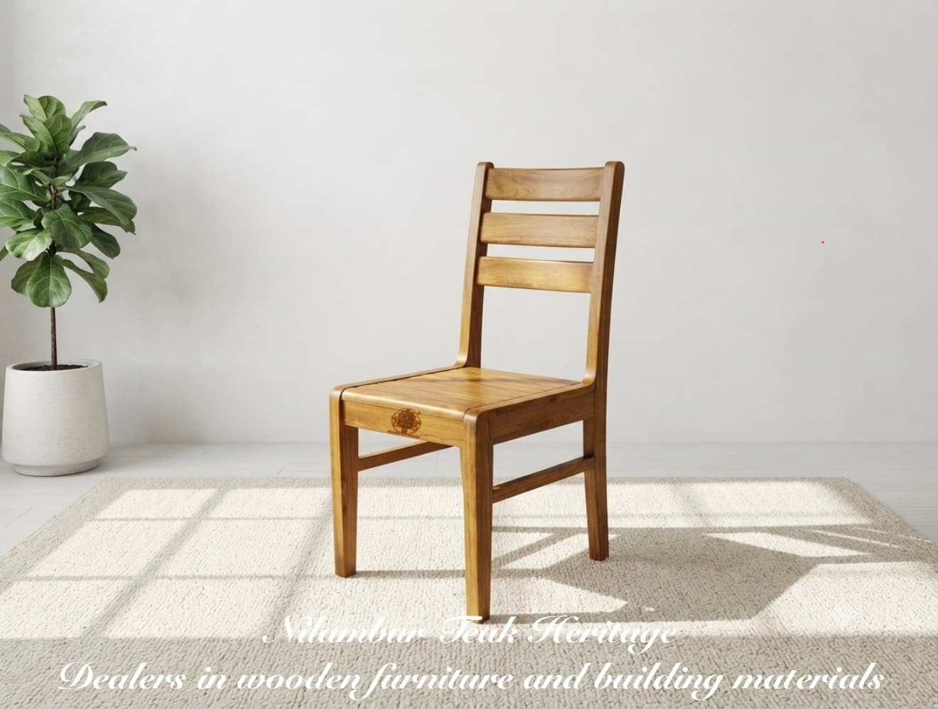Wide-Slat Solid Wood Dining Chair