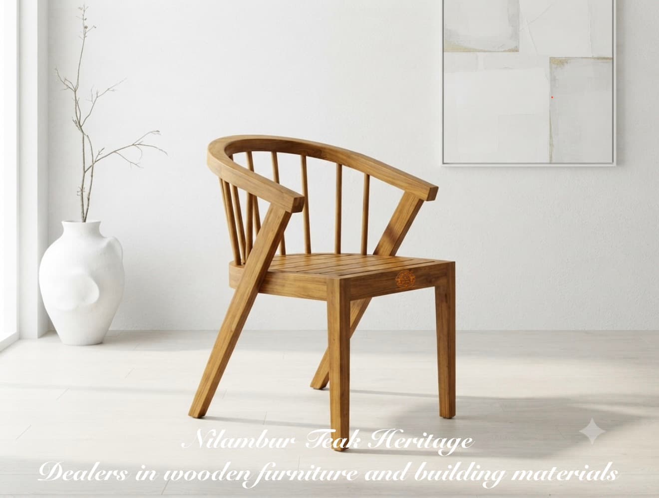 Curved-Arm Spindle Bedroom Accent Chair