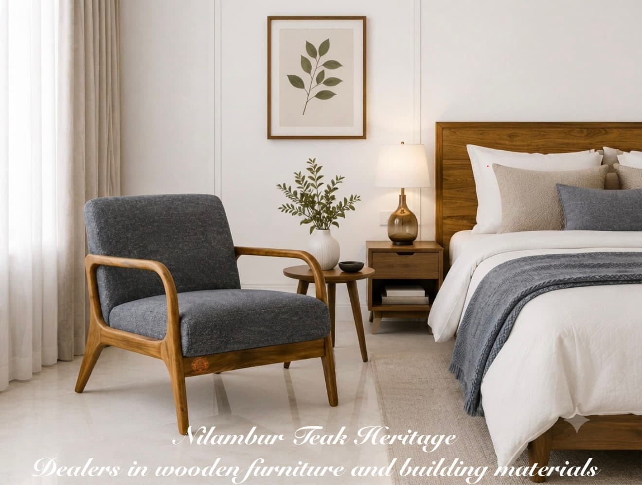 Charcoal-Grey Upholstered Bedroom Armchair