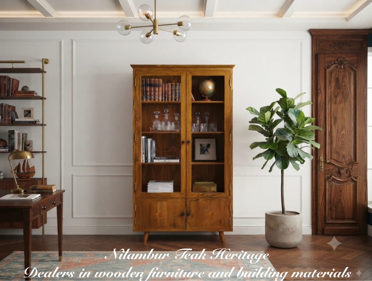 Classic Glass-Door Bookshelf & Display Cabinet