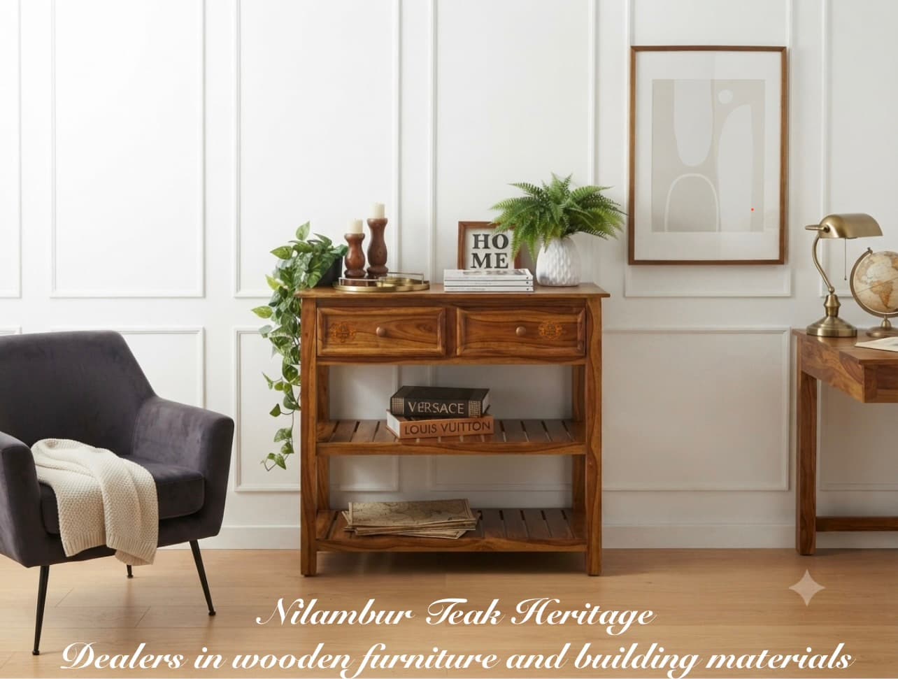 Slatted-Shelf Console & Bookshelf