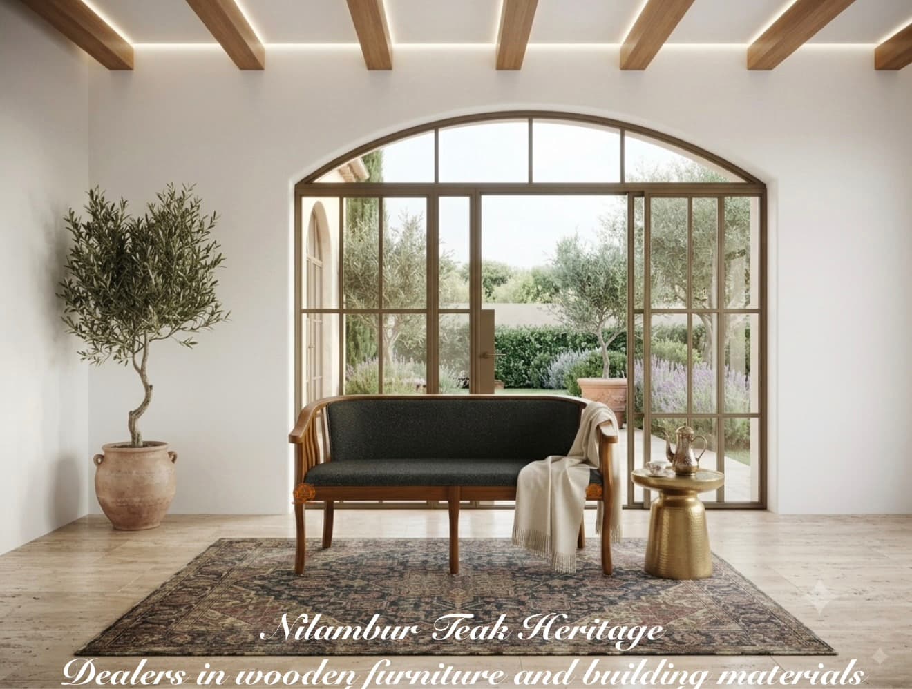 Serenade Upholstered Teak Wood Sit-Out Bench