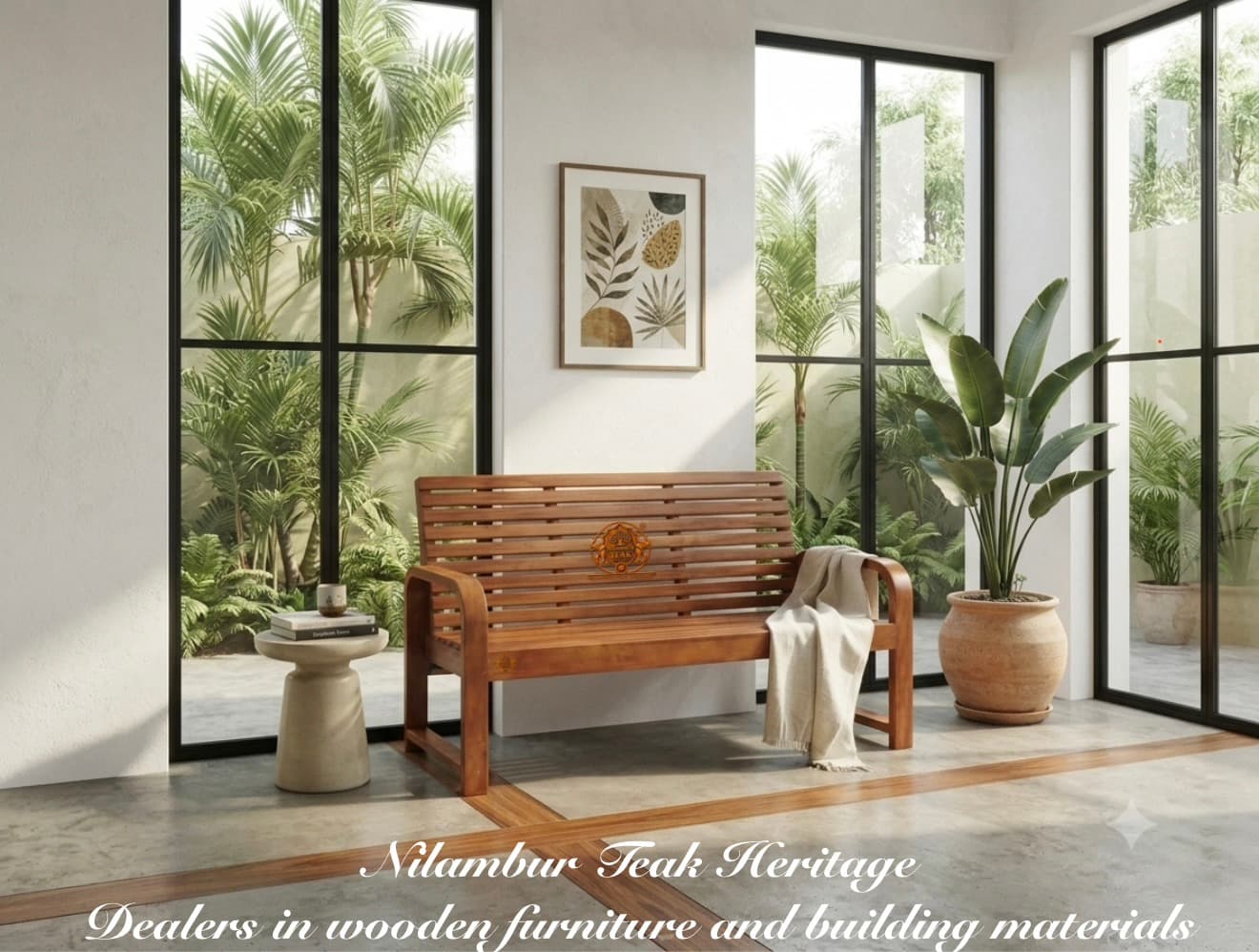 Zenith Loop-Arm Solid Teak Bench