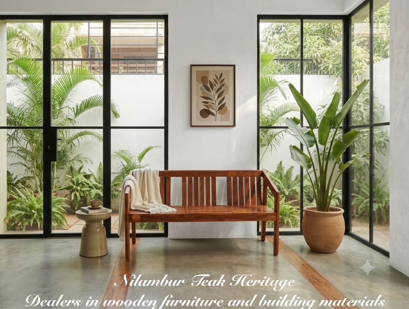 Sovereign Tri-Section Vertical-Slat Teak Bench